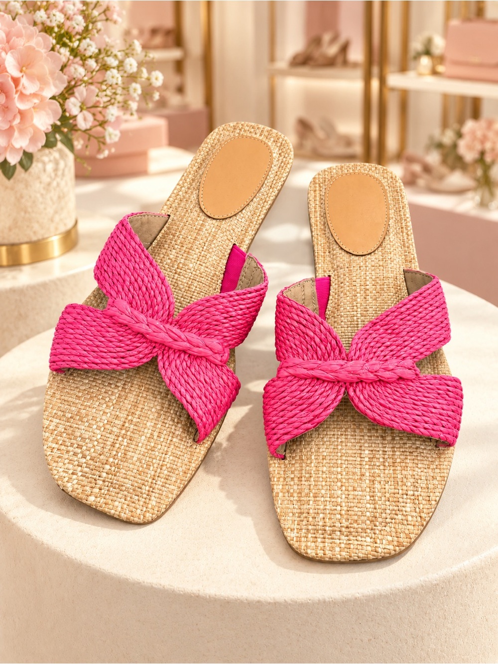 Dolce Vita Hot Pink Braided Slide Sandals with Woven Footbed 🌸